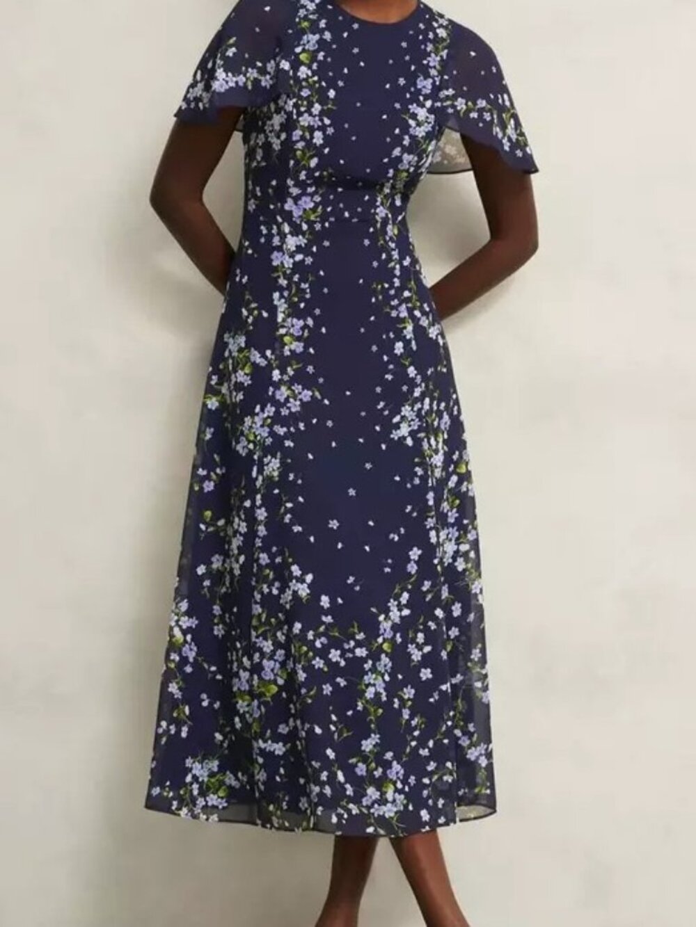 Almost New Hobbs Maxi Floral Cape Dress size 10